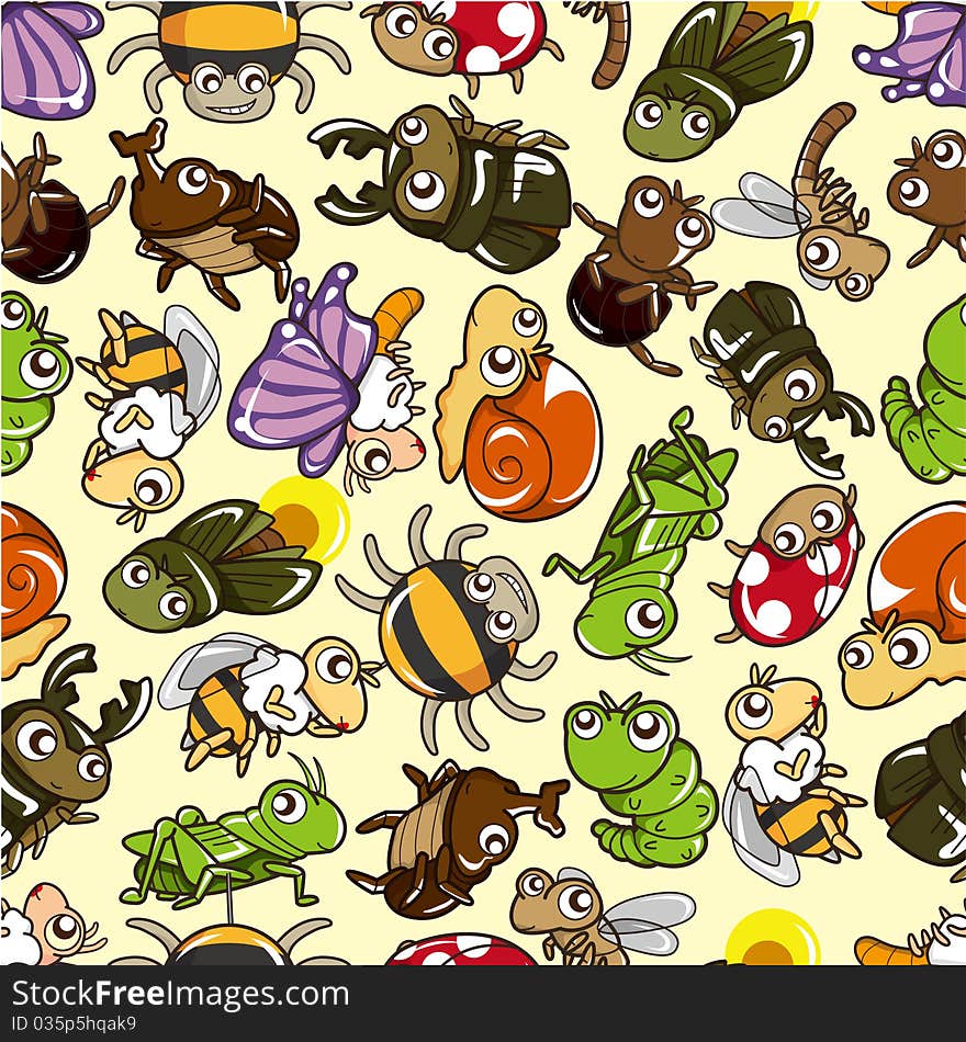 Seamless bug pattern,vector drawing