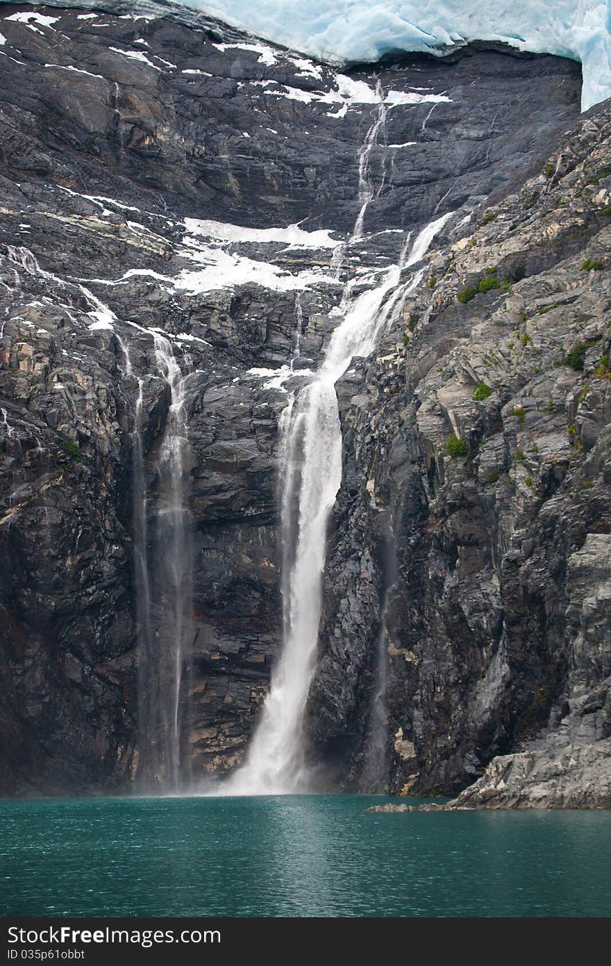 Alaska Glacier And Waterfall