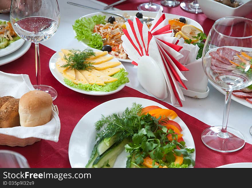 Beautifully served table at restaurant. Beautifully served table at restaurant.