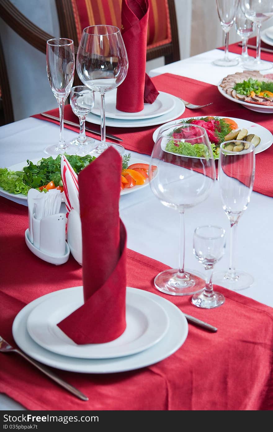 Beautifully served table at restaurant. Beautifully served table at restaurant.