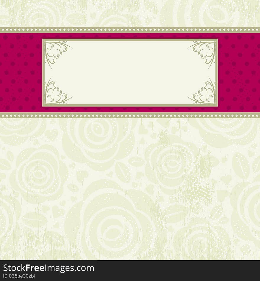 Beige valentine background with many roses, illustration