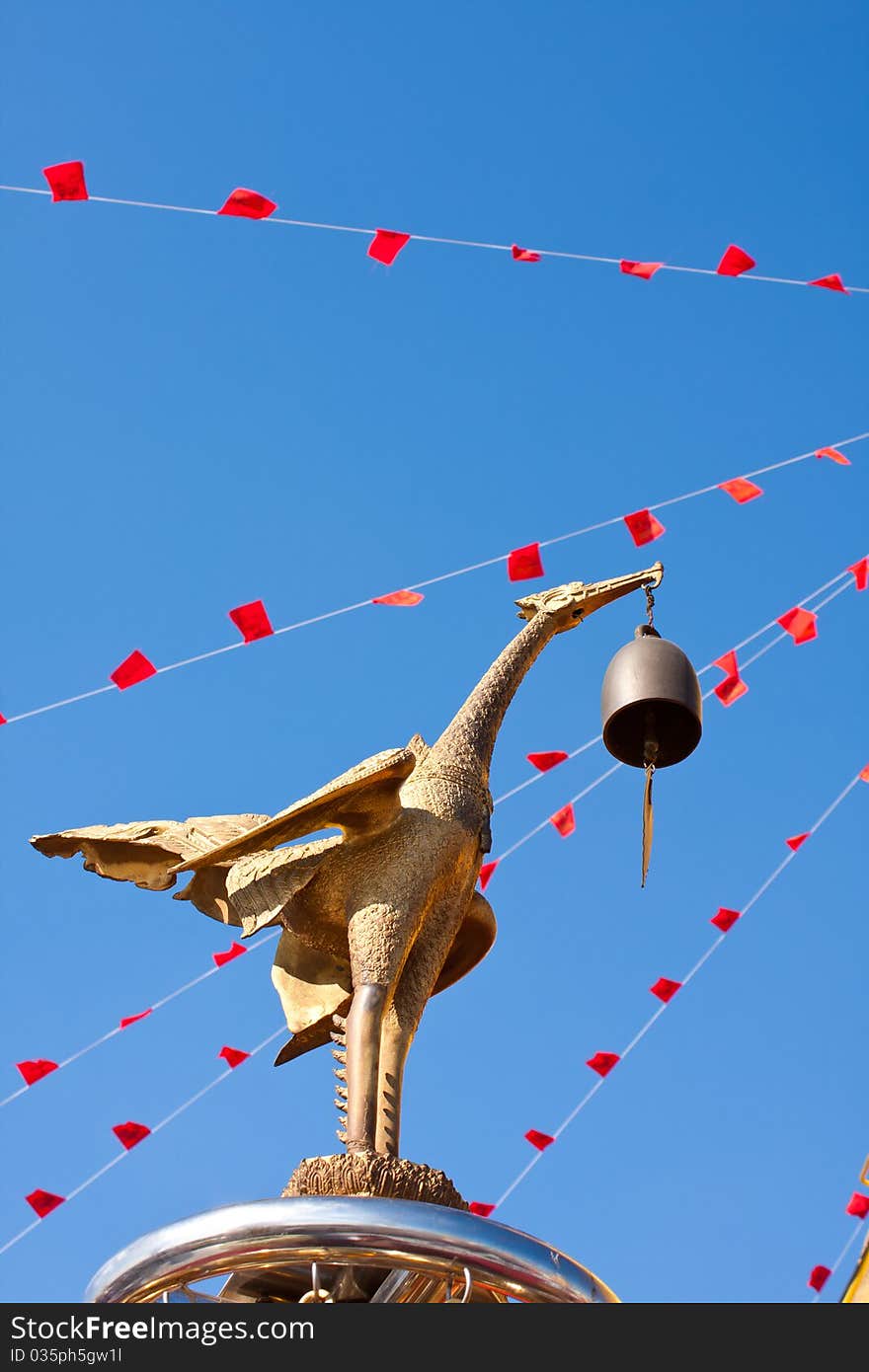 Hong symbol measure. A bell hung on.