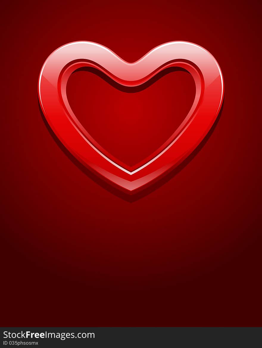 Red shiny glass heart Valentine's day background