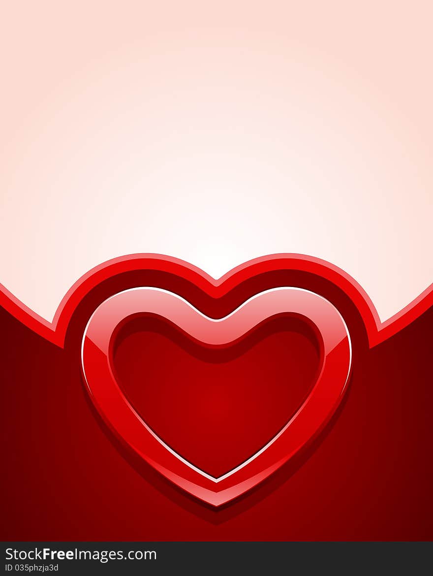 Red glass heart Valentine's day background