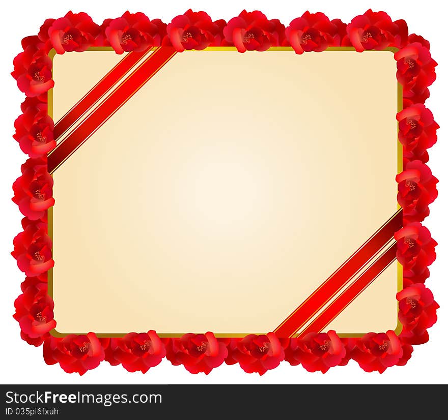 Red rose frame. beautiful illustration for a design