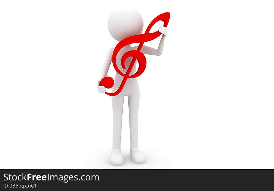 Musical symbols of a person holding the red. Musical symbols of a person holding the red