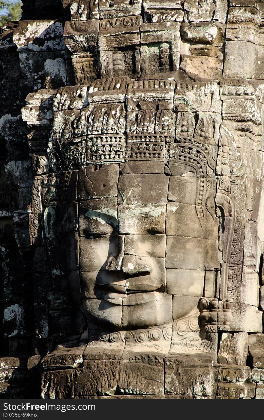 A bayon face at Angkor, Siem Reap, Cambodia. A bayon face at Angkor, Siem Reap, Cambodia.