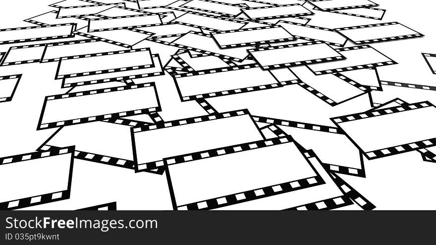 Many 3d film slides on white background. Many 3d film slides on white background