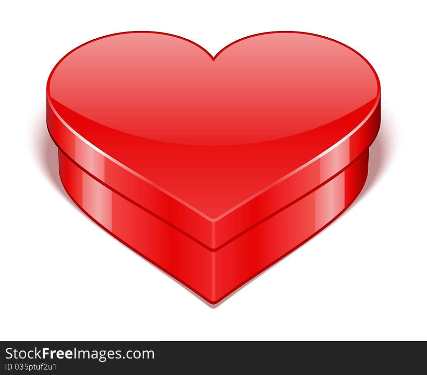 Red shiny heart gift with present