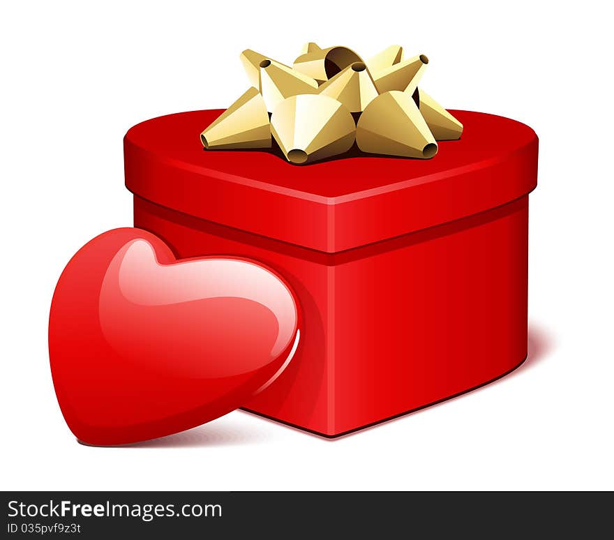 Red shiny heart gift with heart present