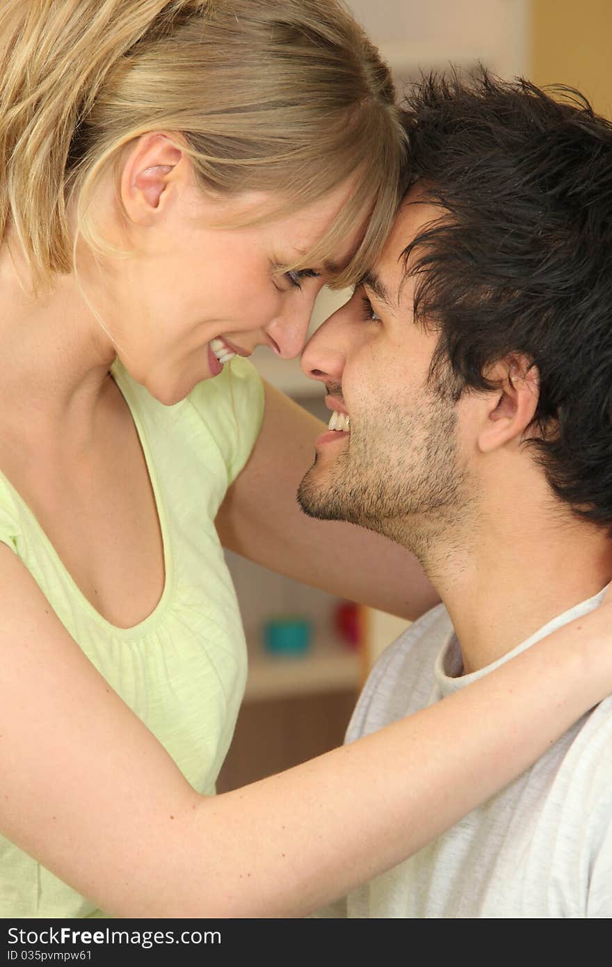 Portrait of young couple smiling