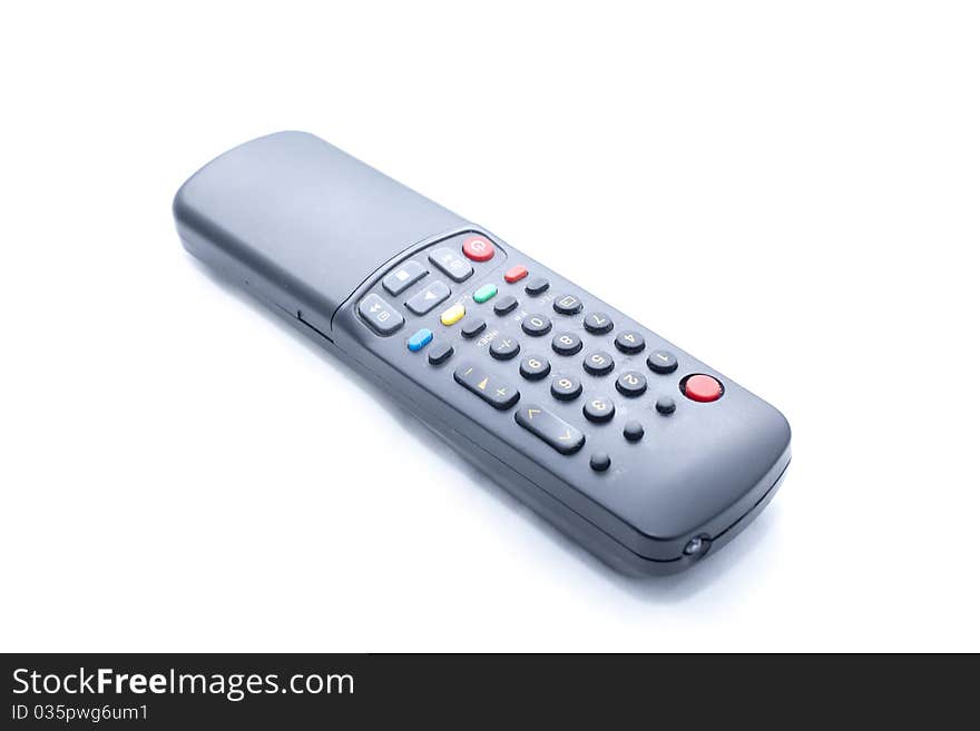 Isolated tv dvd remote control with white background