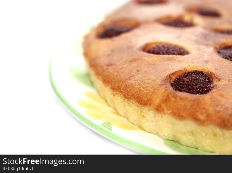 Pie with strawberry, close up