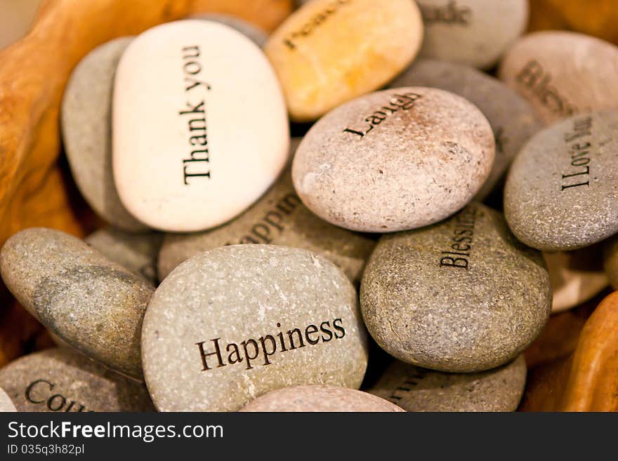 Pile of stones with inscriptions. Pile of stones with inscriptions