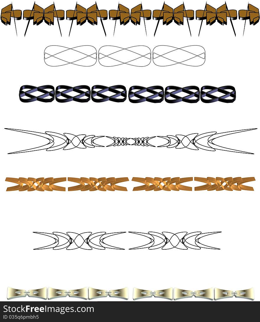 2d and 3d line elements in various styles and colors