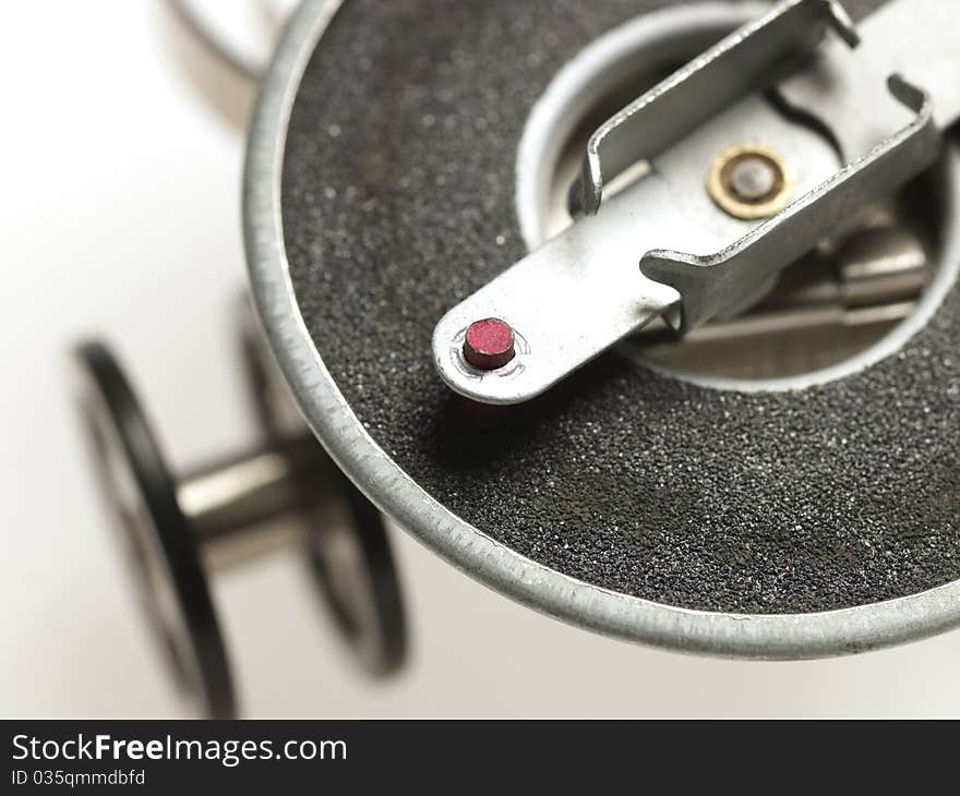 Wheels of a metal toy on white background. Wheels of a metal toy on white background