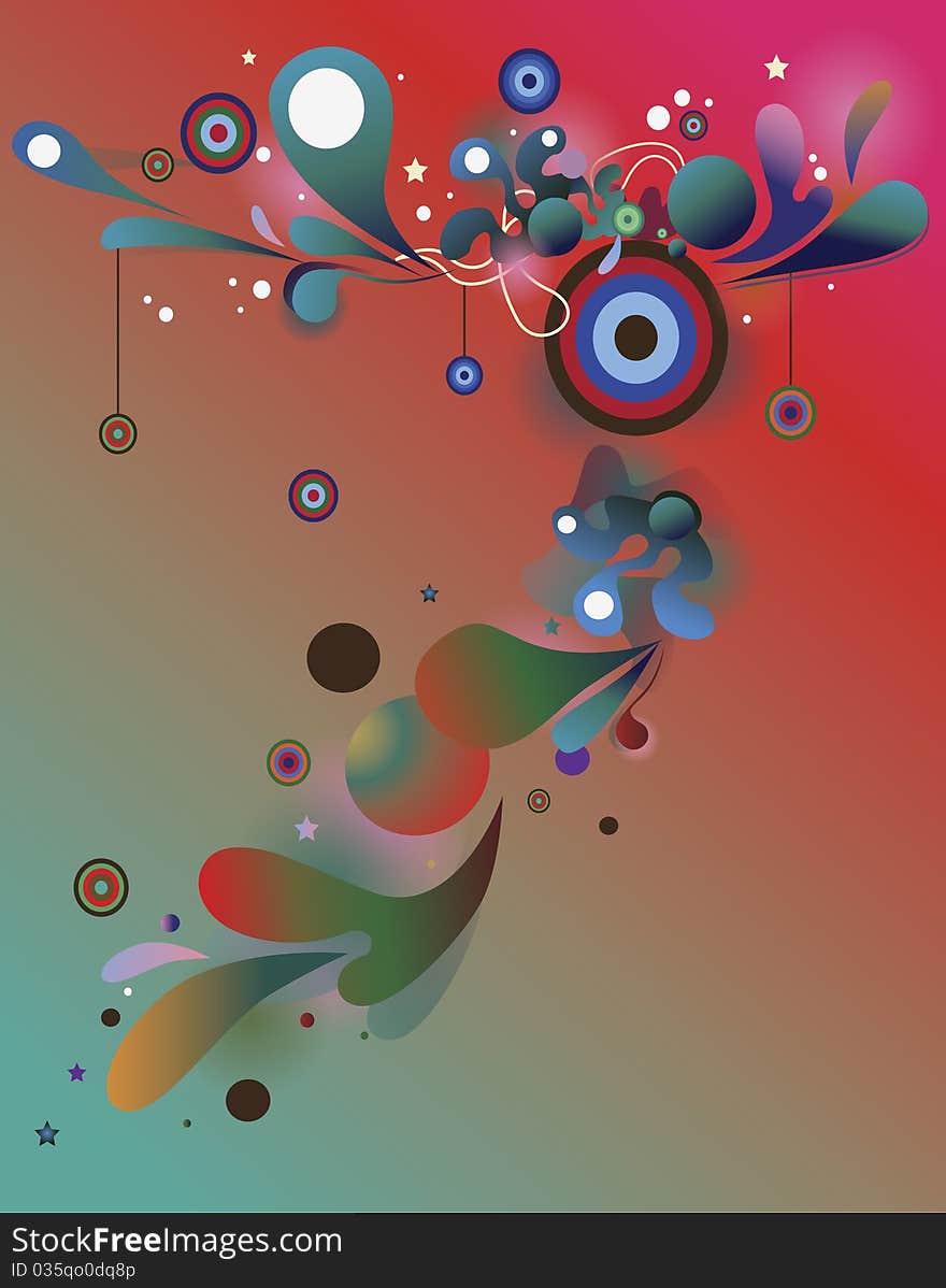 Abstract composition with psychedelic colorful shapes. Abstract composition with psychedelic colorful shapes