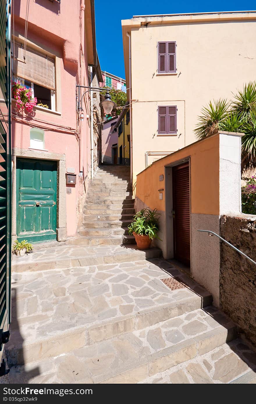 Narrow street in the small village Manarola, Italy. Narrow street in the small village Manarola, Italy