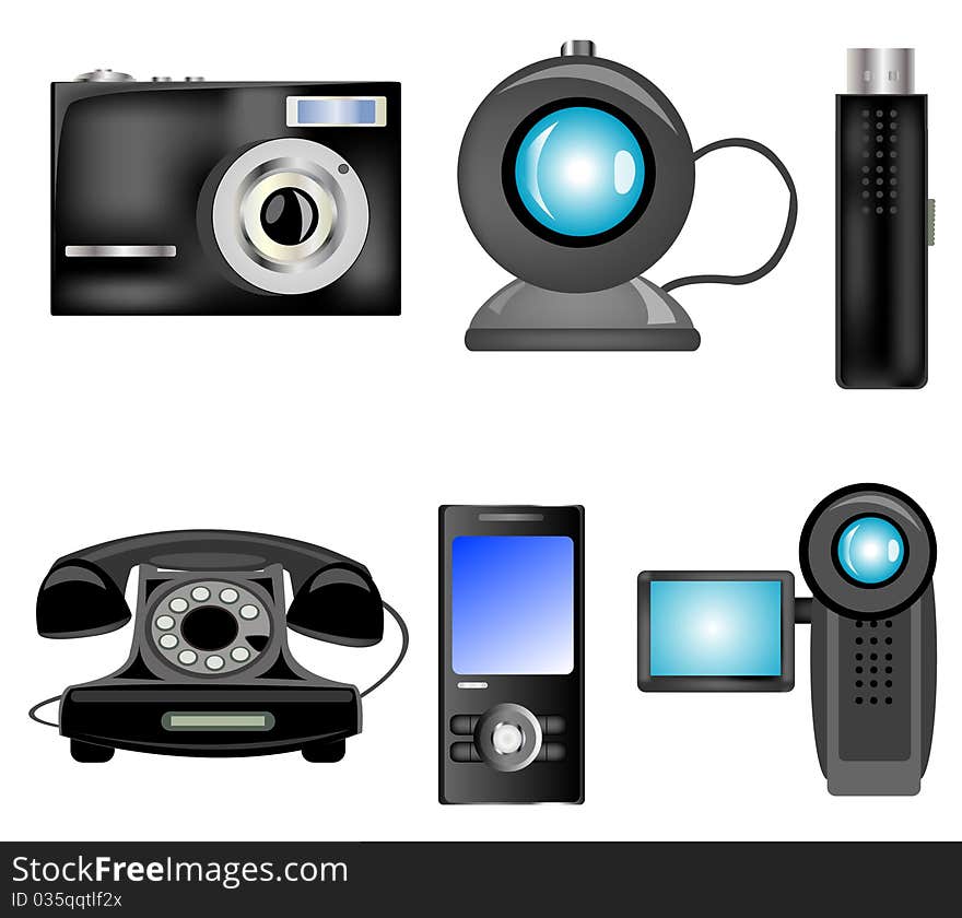 Electronic home appliances in assortment. Electronic home appliances in assortment