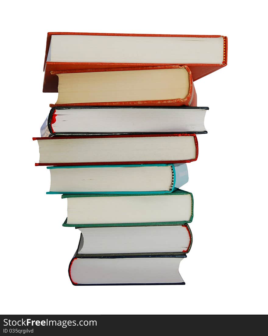 Stack of books isolated over white background