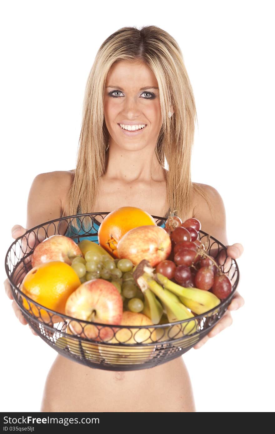 Woman Holding Out Fruit Basket