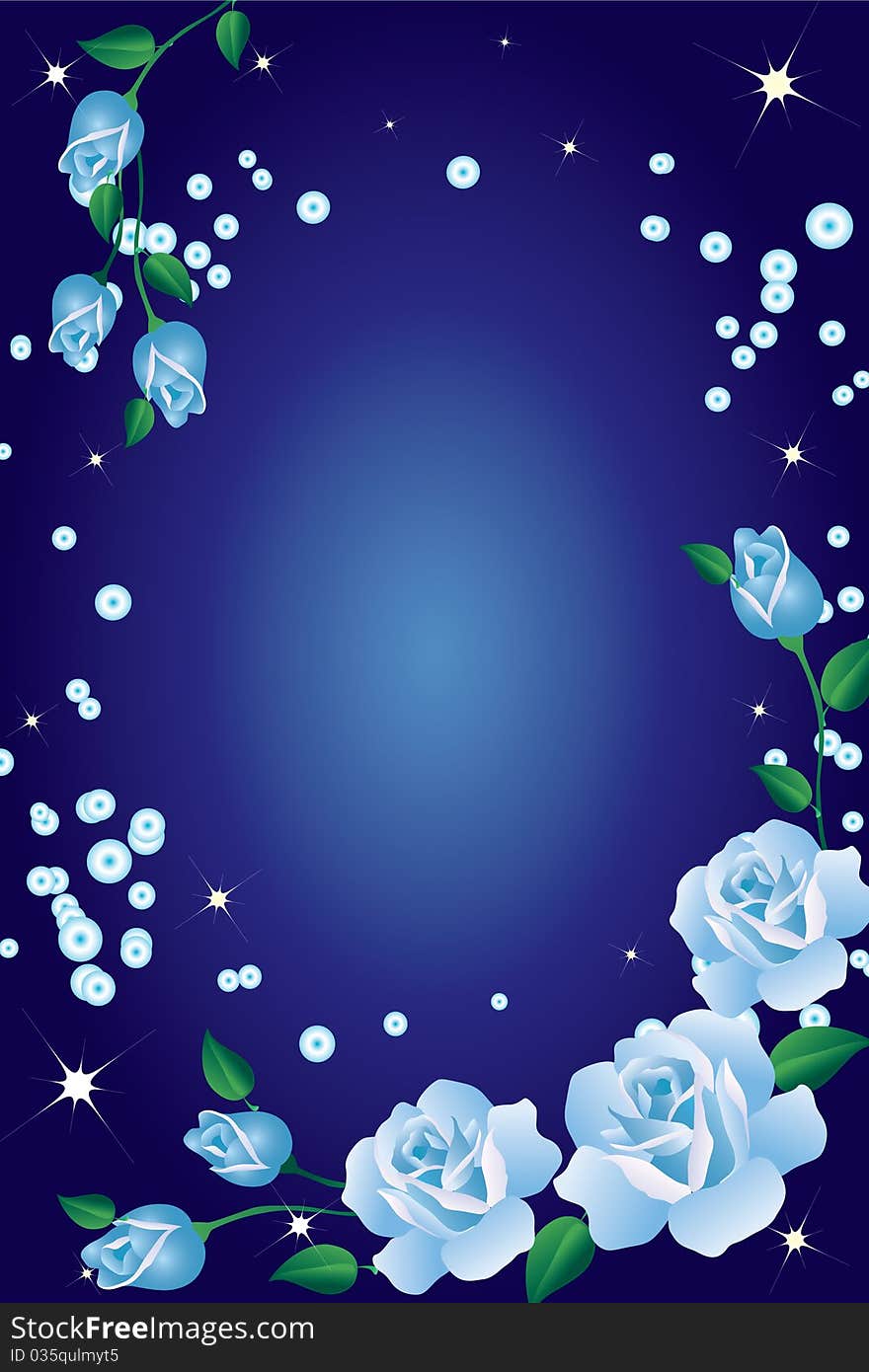 Abstract frame with blue roses on a blue background. Abstract frame with blue roses on a blue background.