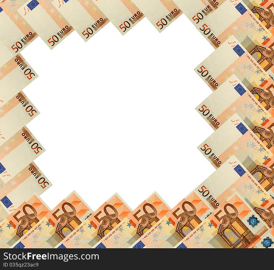 Abstract Frame Of 50 Euro Banknote On White