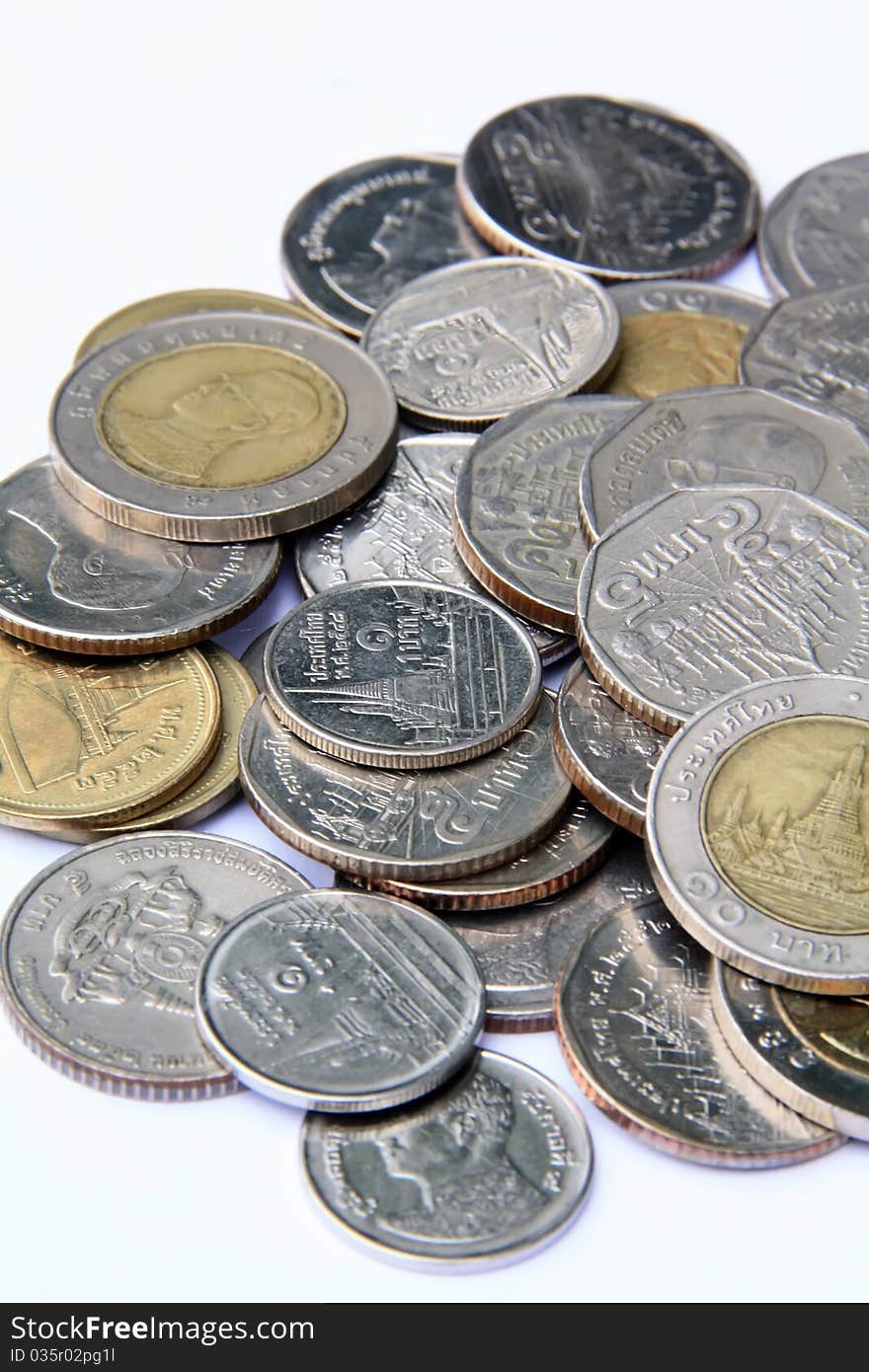 Thai coins isolated on white background