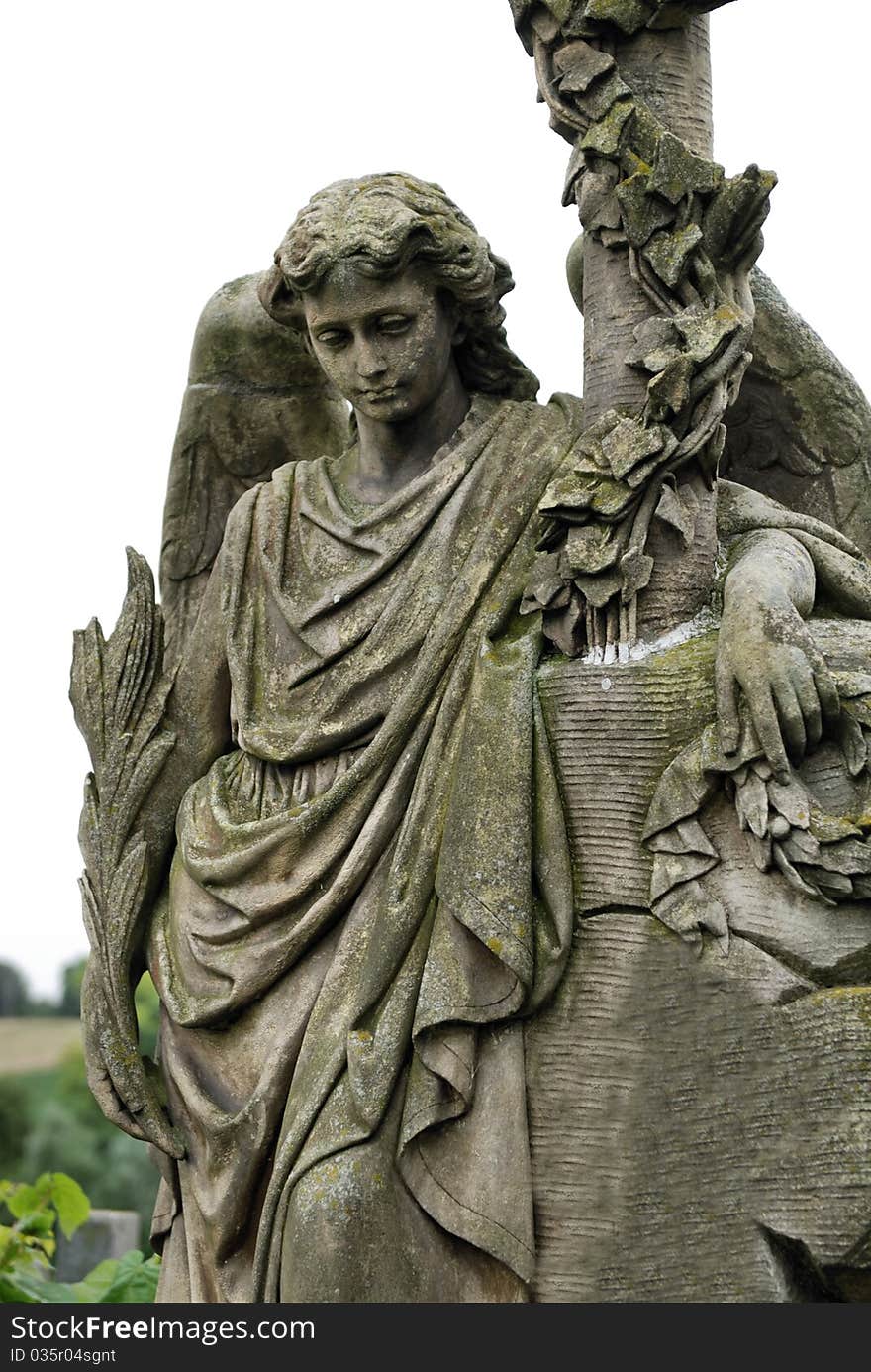 Angel statue isolated on a white background