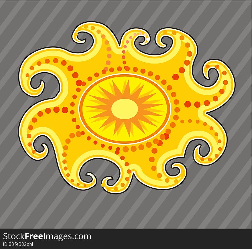 Cartoon sun symbol. Vector illustration.