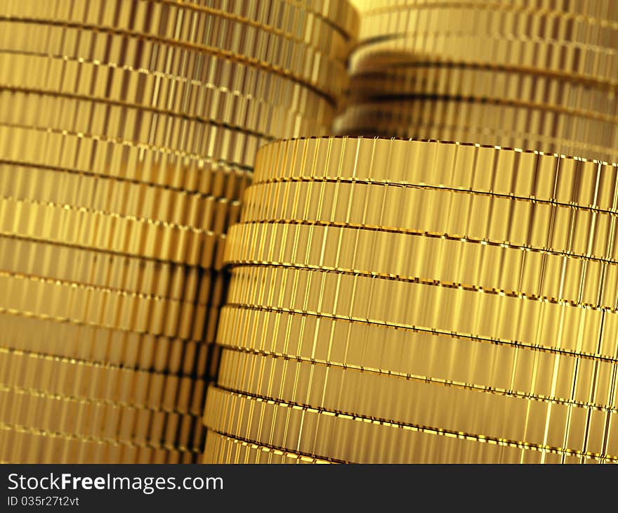 Golden coins 3d rendered background