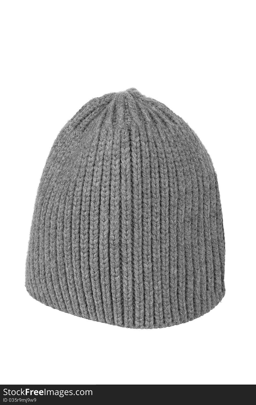 Gray knitted cap