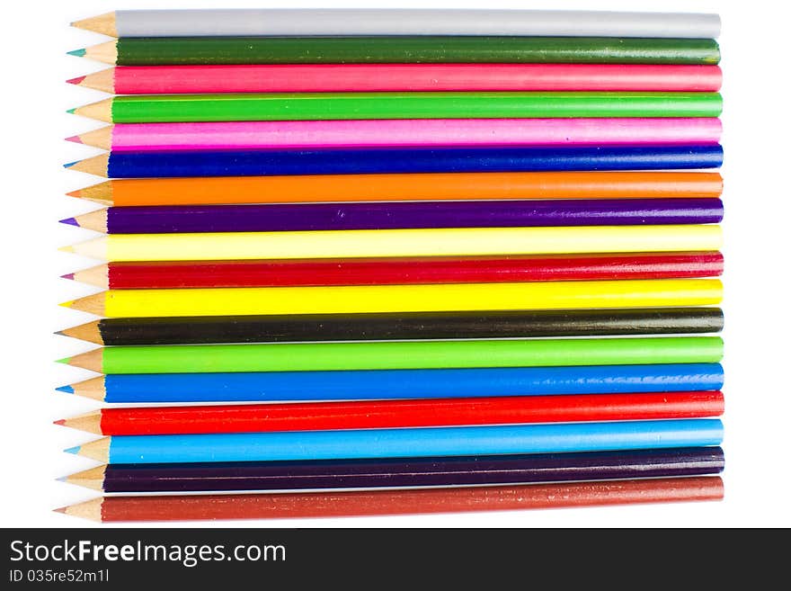 Multi-colored bright coloring pencils