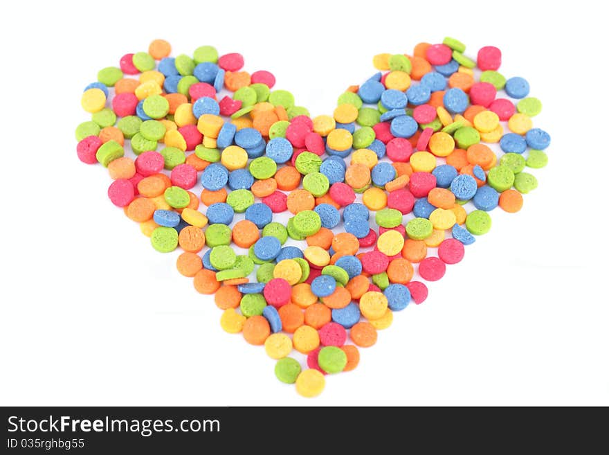 Colorful candy heart for Valentine's Day isolated on white background