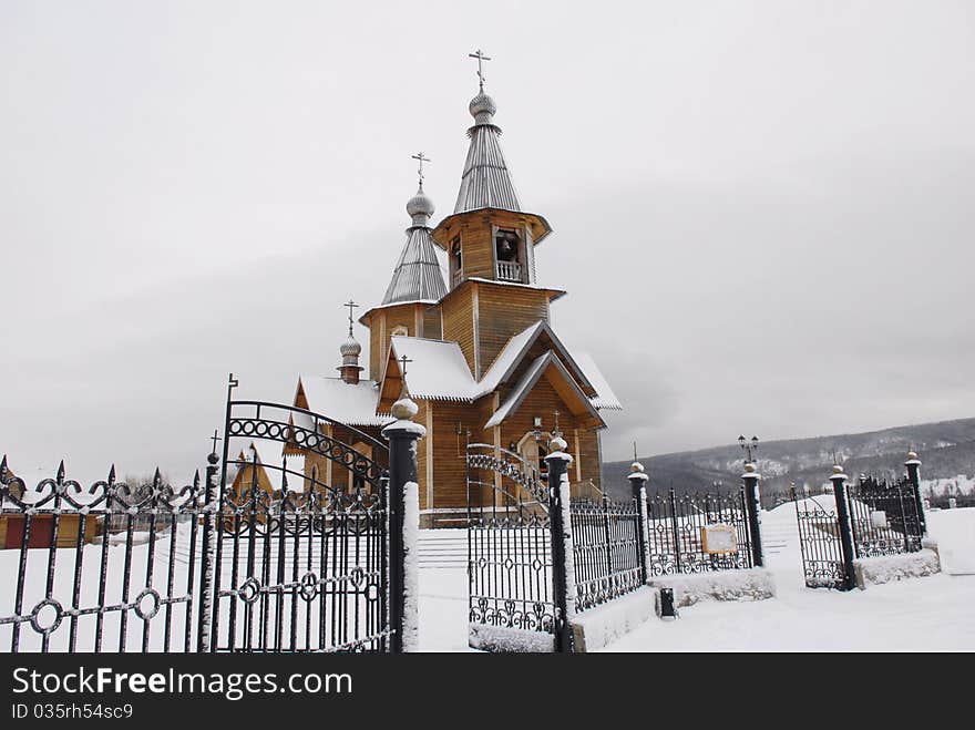 Historical building. Christian old  wooden church