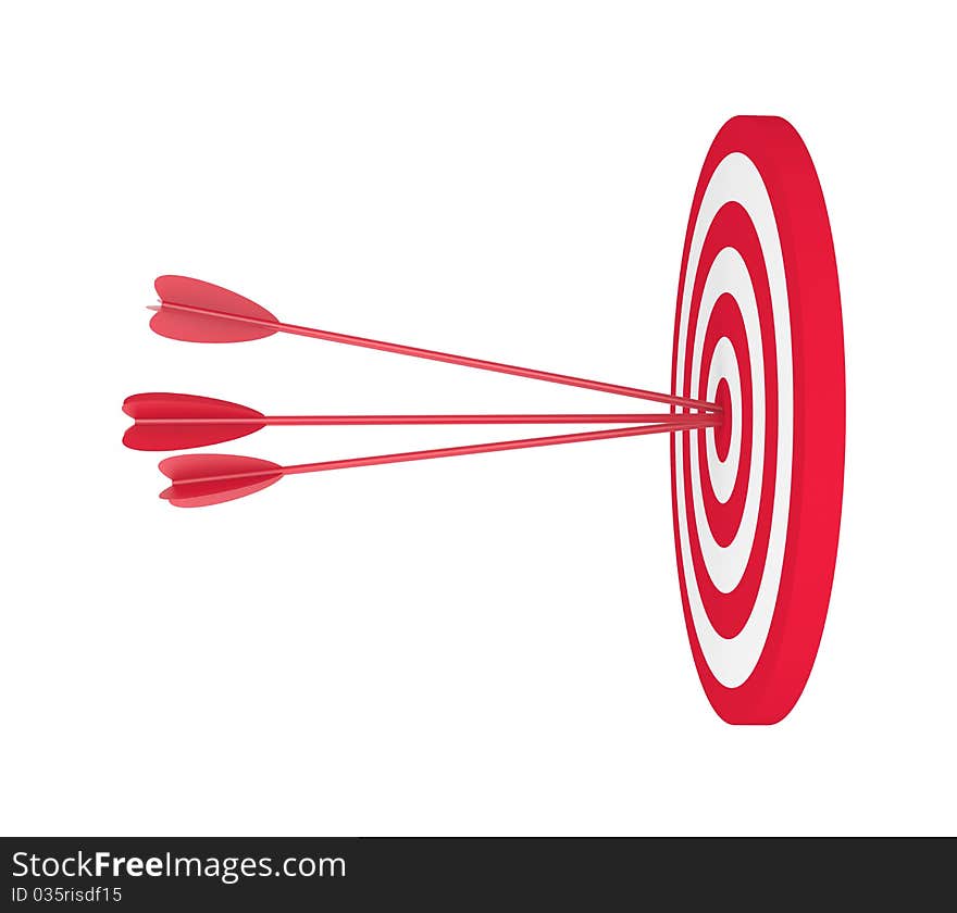 Red and White target with three arrow