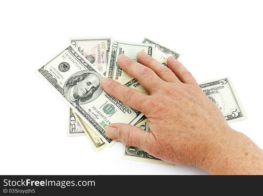 Hand on dollars