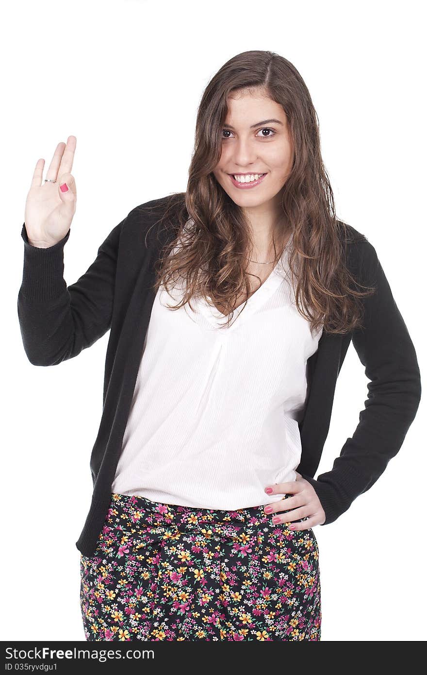 Young and beautiful woman giving ok hand sign