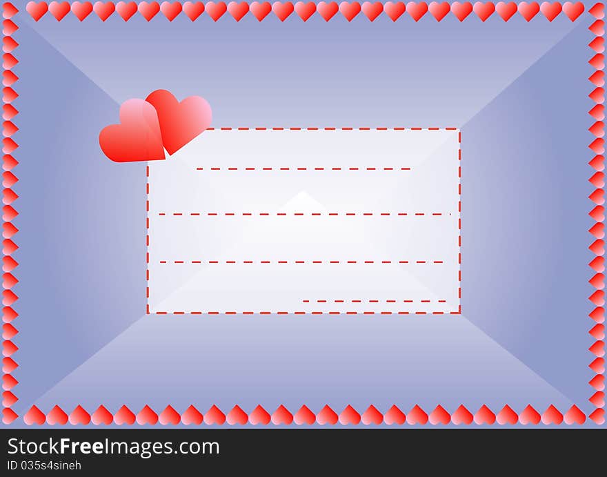 Envelope in love with hearts and a frame for your text,  vector. Envelope in love with hearts and a frame for your text,  vector