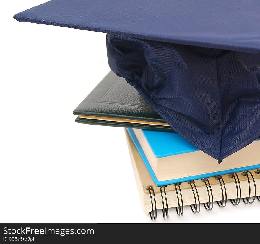 The completing graduation hat background. The completing graduation hat background