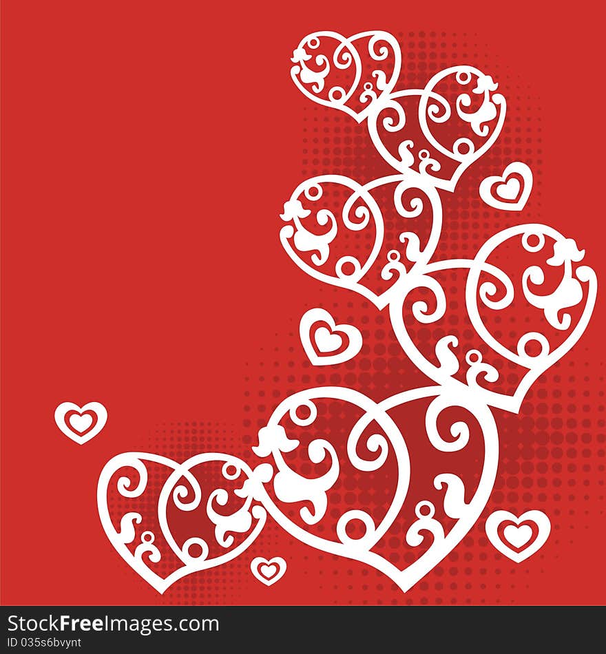 Vector postcard with hearts