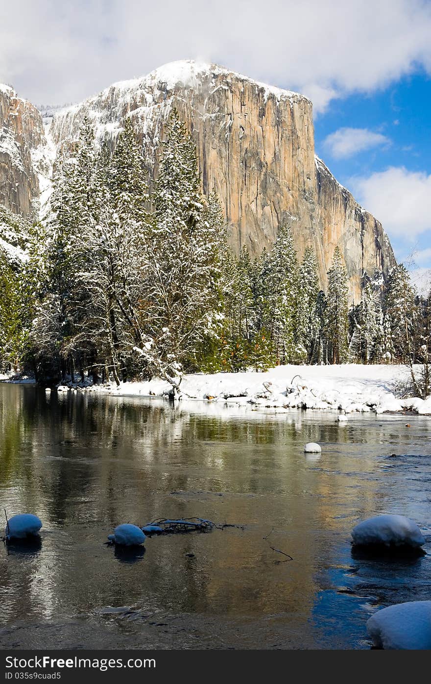 El Capitan in Yosemite National Park in winter