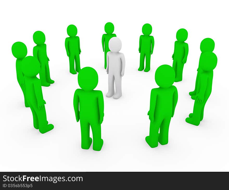 3d human circle green white business group team