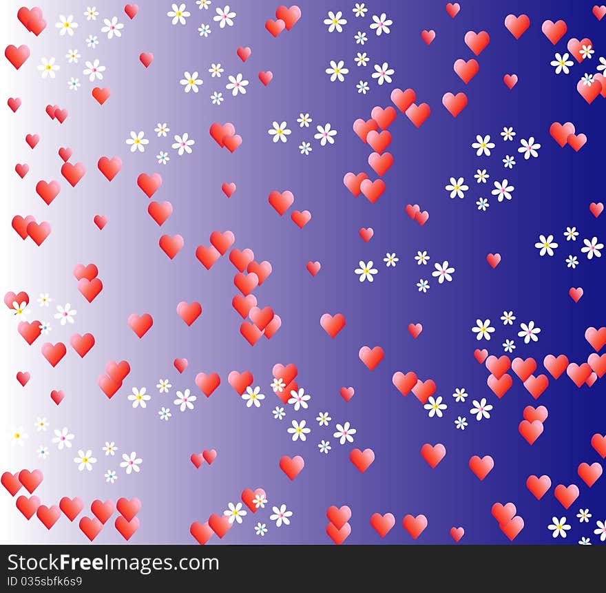 Background filled with hearts and daisies,vector,jpg. Background filled with hearts and daisies,vector,jpg