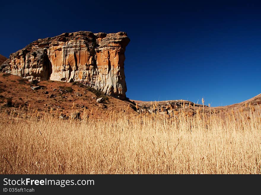 Brandwag sandstone massive mountain landmark in Golden Gate national park in south africa. Brandwag sandstone massive mountain landmark in Golden Gate national park in south africa