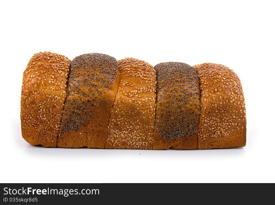 Fresh bread on a white background