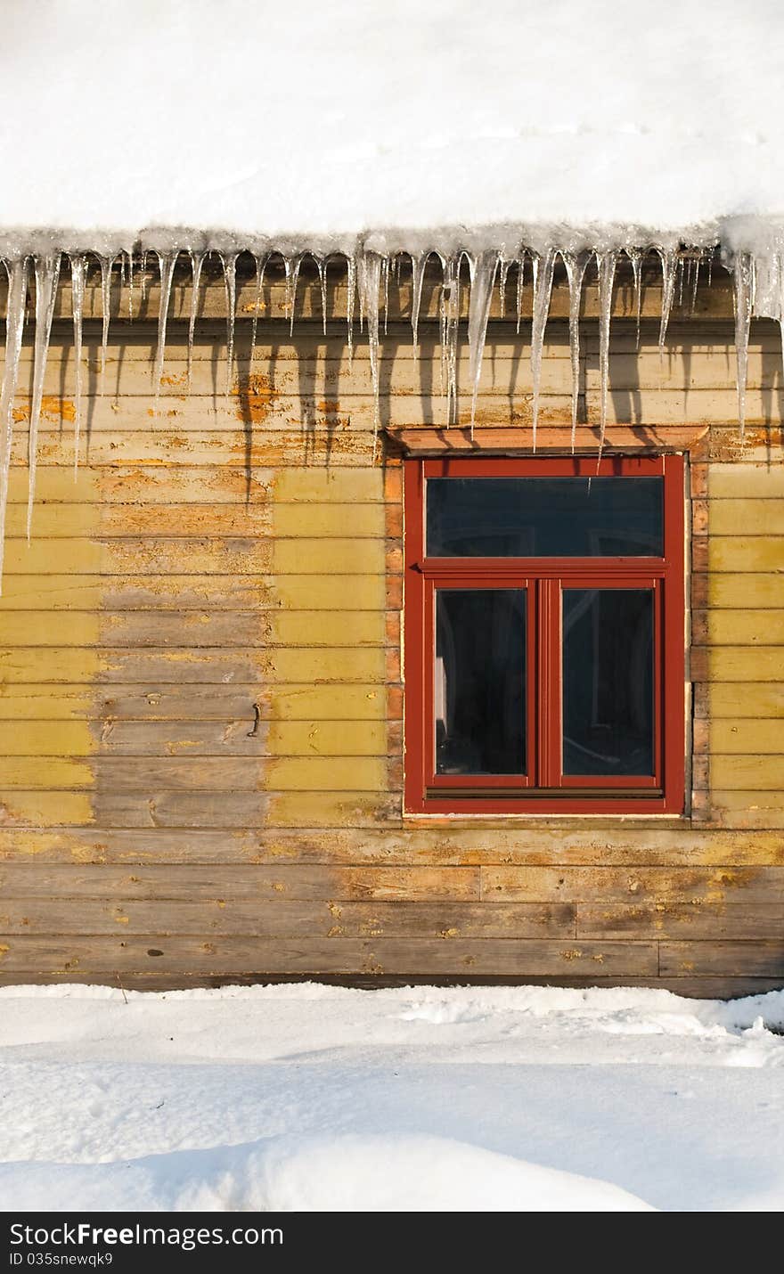 Big icicles above the window