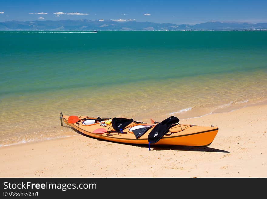 Kayak on a sea shore