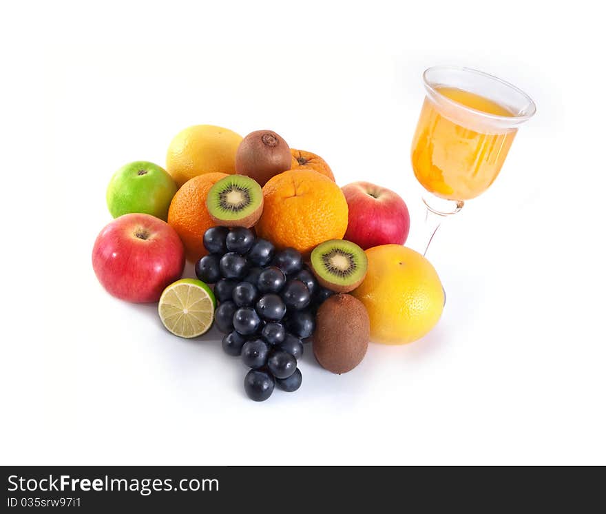 Diverse fresh fruits, isolated on white background