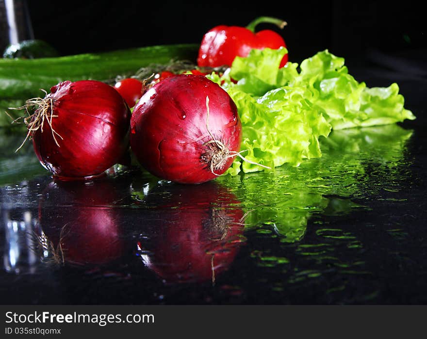 Fresh and wet colorful vegetables. Fresh and wet colorful vegetables